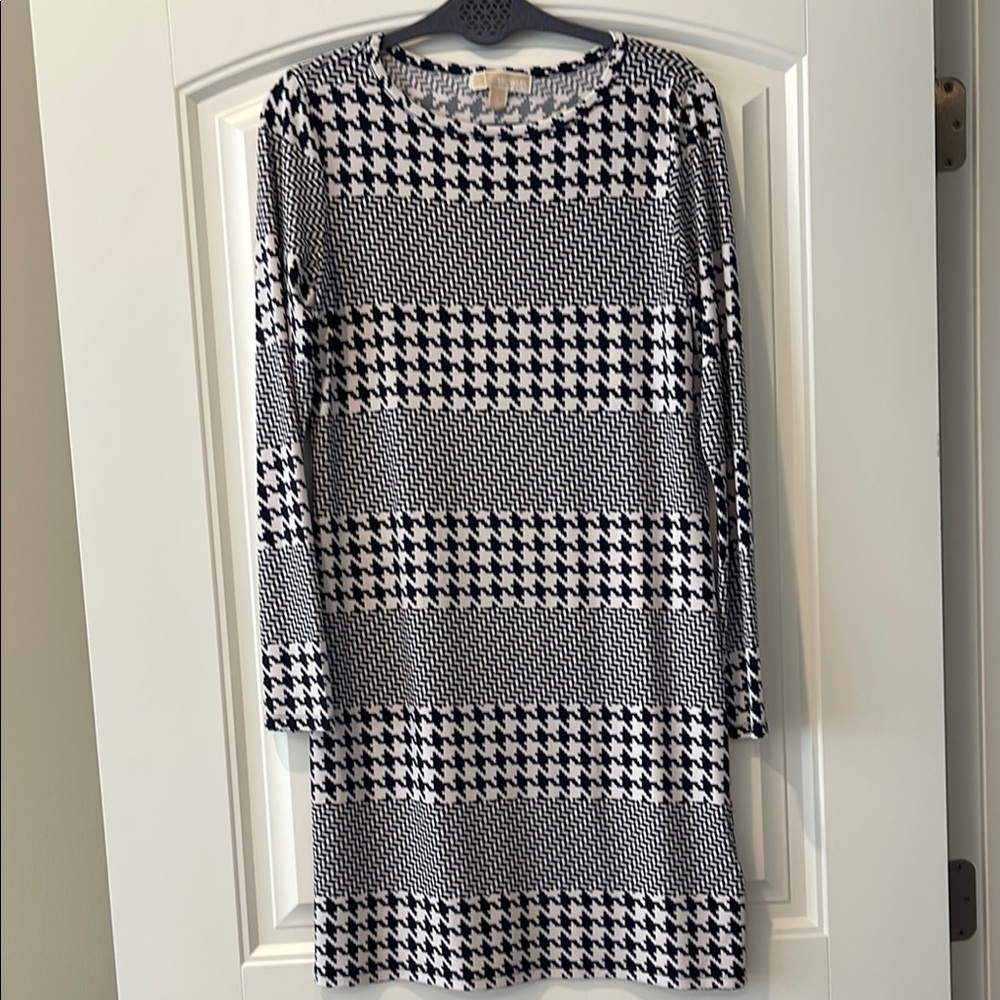 Michael Kors Black and White Long Sleeve Dress M